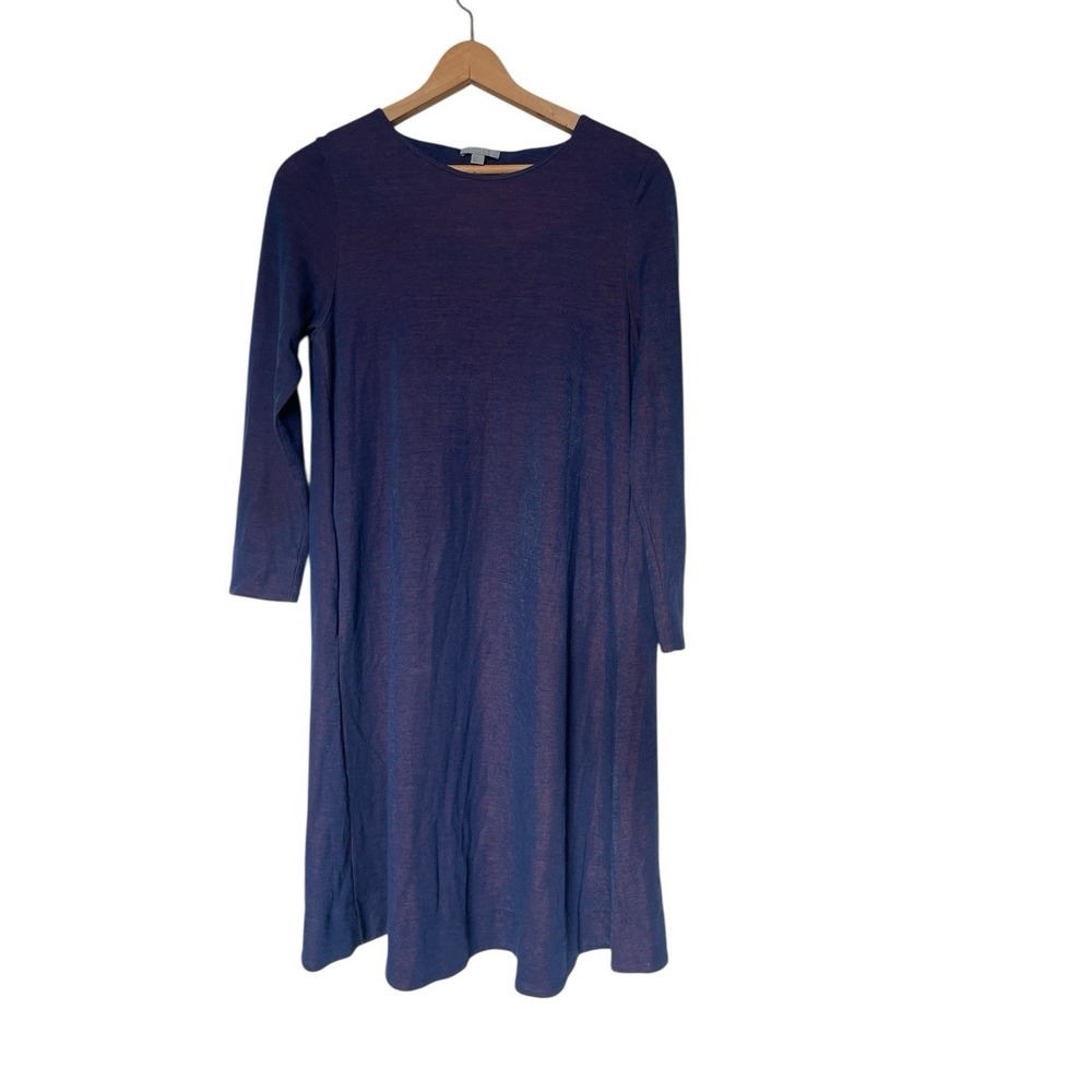 COS A-Line Dress Womens Medium Purple Long Sleeve Back Pleat Lyocell Blend